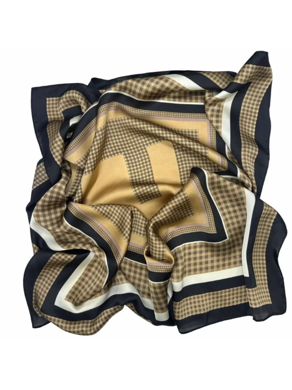 ✨New Elegant Bandana Geometric Scarf Silky Satin Black and Brown Wrap Stylish✨
